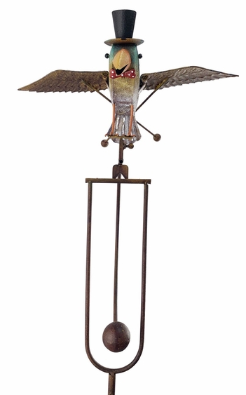 Blue Bird Wearing Hat Rocker Stake - Click to enlarge