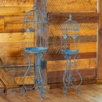 Cobalt Blue Metal Victorian Birdcage Planters (Set of 2)