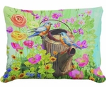 Blue Birds w/Watering Can Outdoor Pillow