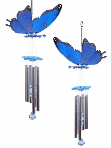 Blue Butterfly Wind Chimes (Set of 2) - Click to enlarge