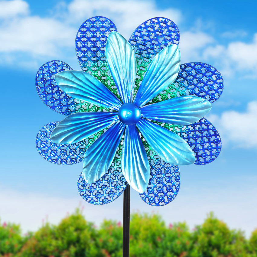 Blue Flower Double Wind Spinner only $67.99 at Garden Fun