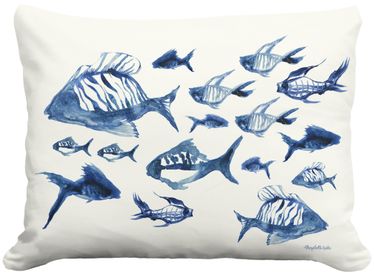 Blue Fish Ballet Outdoor Pillow - Click to enlarge