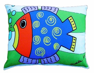 Blue Fish Outdoor Pillow - Click to enlarge