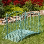 5' Long Rusty Blue Iron Garden Bridge