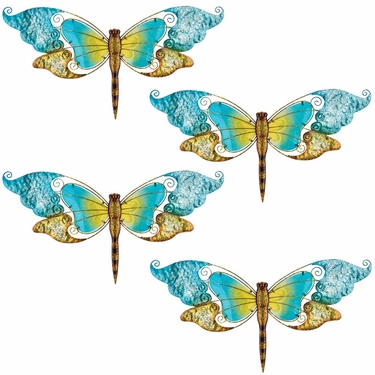 Blue Glass Dragonfly Wall Decor (Set of 4) - Click to enlarge