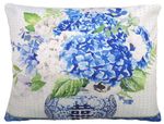 Blue Hydrangea Floral Outdoor Pillow