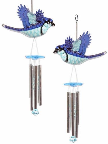 Blue Jay Hanging Wind Chimes (Set of 2) - Click to enlarge