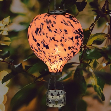 Blue Murano Hot Air Balloon Solar Lantern (Set of 2) - Click to enlarge