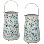 Blue Pastel Shadow Solar Lantern (Set of 2) Blue Pastel Shadow Solar Lantern (Set of 2)