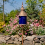 Iron & Cobalt Blue Porcelain Antique Copper Birdhouse Stake