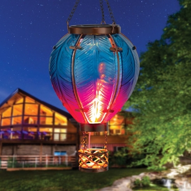 Solar Blue & Purple Hot Air Balloon Lantern - Small - Click to enlarge