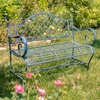 Victorian Style Iron Garden Bench - Antique Blue
