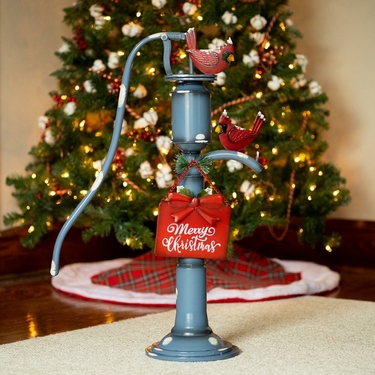 Old Style Blue Water Pump Decoration with 