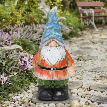 Gnome With Blue Wrinkled Hat Over Eyes - Click to enlarge