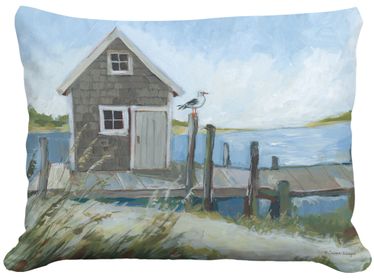 Boat House Pier Outdoor Pillow - Click to enlarge