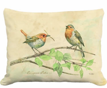 Botanical Robins Outdoor Pillow - Click to enlarge