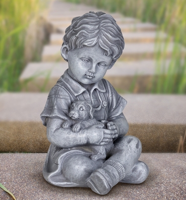 Boy with Puppy Statue - Click to enlarge