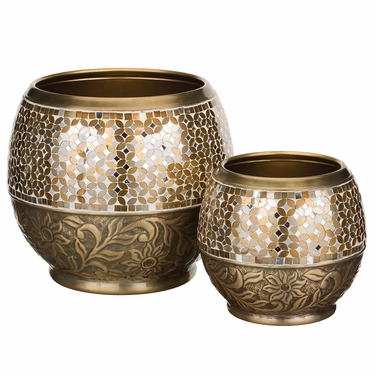 Brass Jewel Planters Set - Click to enlarge