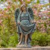 37" Bronze Magnesium Angel with Birdbath