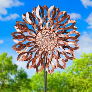 Bronze Sunflower Double Wind Spinner - Click to enlarge
