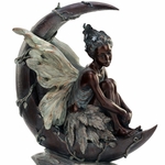 Bronze Fairy on Crescent Moon Statue