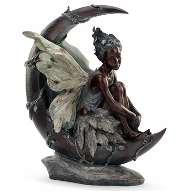 Bronze Fairy on Crescent Moon Statue - Click to enlarge