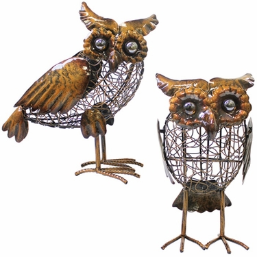 Bronze Filigree Owl Statues (Set of 2) - Click to enlarge