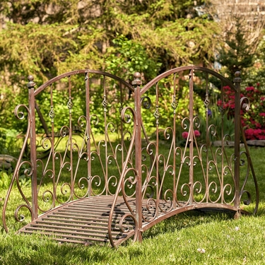 5' Long Antique Bronze Iron Garden Bridge - Click to enlarge