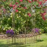 96" Iron Garden Gate Archway w/Plant Stands - Antique Bronze