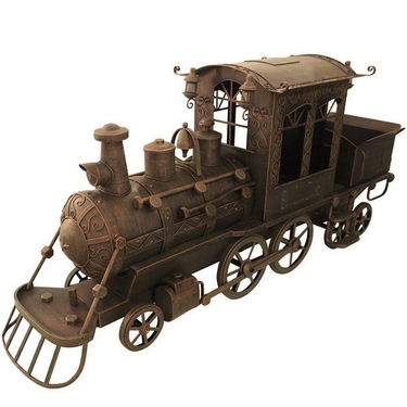 6 Ft. Antique Bronze Medium Christmas Train with Cart & Lanterns - Click to enlarge