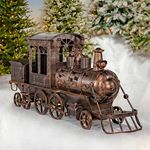 6 Ft. Antique Bronze Medium Christmas Train with Cart & Lanterns