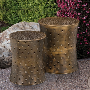 Bronze Lotus Garden Stools & Planters (Set of 2) - Click to enlarge