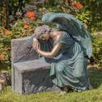 35" Bronze Magnesium Napping Angel on Bench