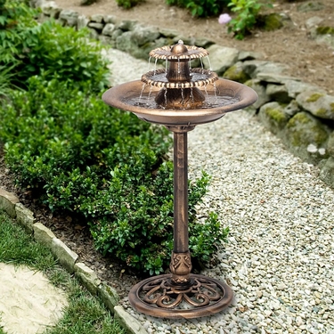 Bronze Tiered Birdbath Garden Fountain - Click to enlarge