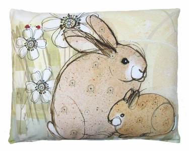 Bunnies With Flowers Outdoor Pillow - Click to enlarge