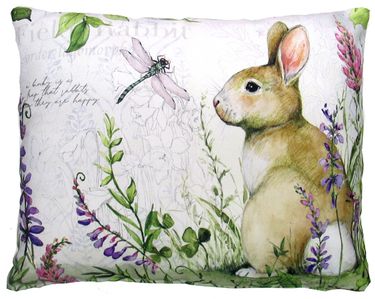Bunny and Dragonfly Outdoor Pillow - Click to enlarge