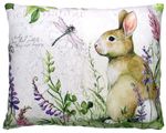 Bunny and Dragonfly Outdoor Pillow