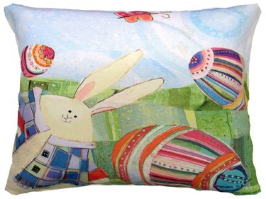 Bunny Easter Eggs Outdoor Pillow - Click to enlarge