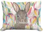 Sweet Bunny w/Tulips Outdoor Pillow