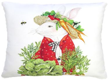 Bunny with Vegetable Hat Outdoor Pillow - Click to enlarge