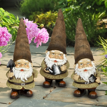Burlap Gardening Gnomes (Set of 3) - Click to enlarge