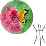 Butterflies Glass Birdbath w/Stand