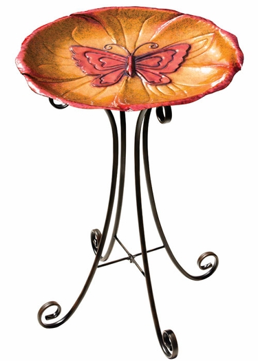 Butterfly Bird Bath w/Stand - Click to enlarge