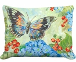 Butterfly on Hydrangea & Berries Outdoor Pillow