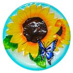 Butterfly Sunflower Glass Birdbath w/Stand