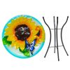 Butterfly Sunflower Glass Birdbath w/Stand