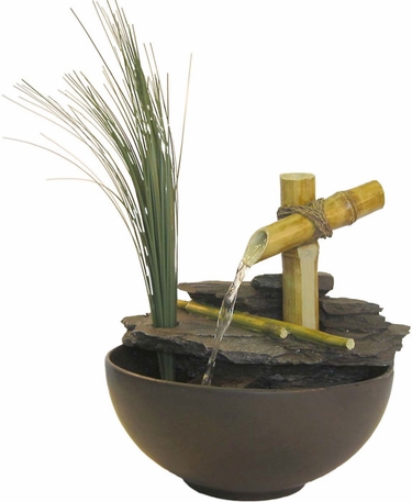 Calming Bamboo and Grass Tabletop Fountain - Click to enlarge