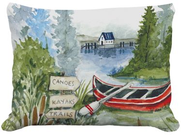 Red Lake Canoe Outdoor Pillow - Click to enlarge