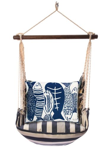 Marina Stripe Blue Fish Hammock Chair Swing Set - Click to enlarge