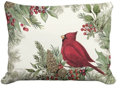 Cardinal & Berries 2 Outdoor Pillow - Click to enlarge
